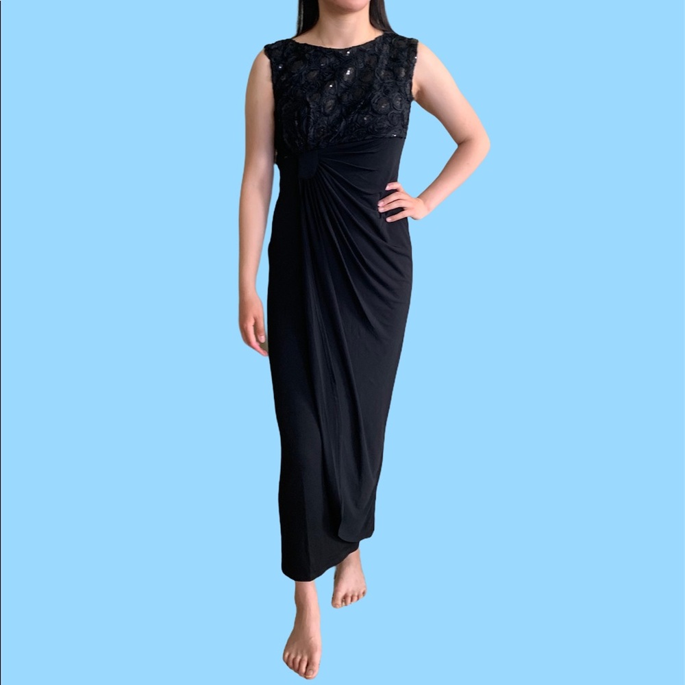 Black floor length gown with sequins